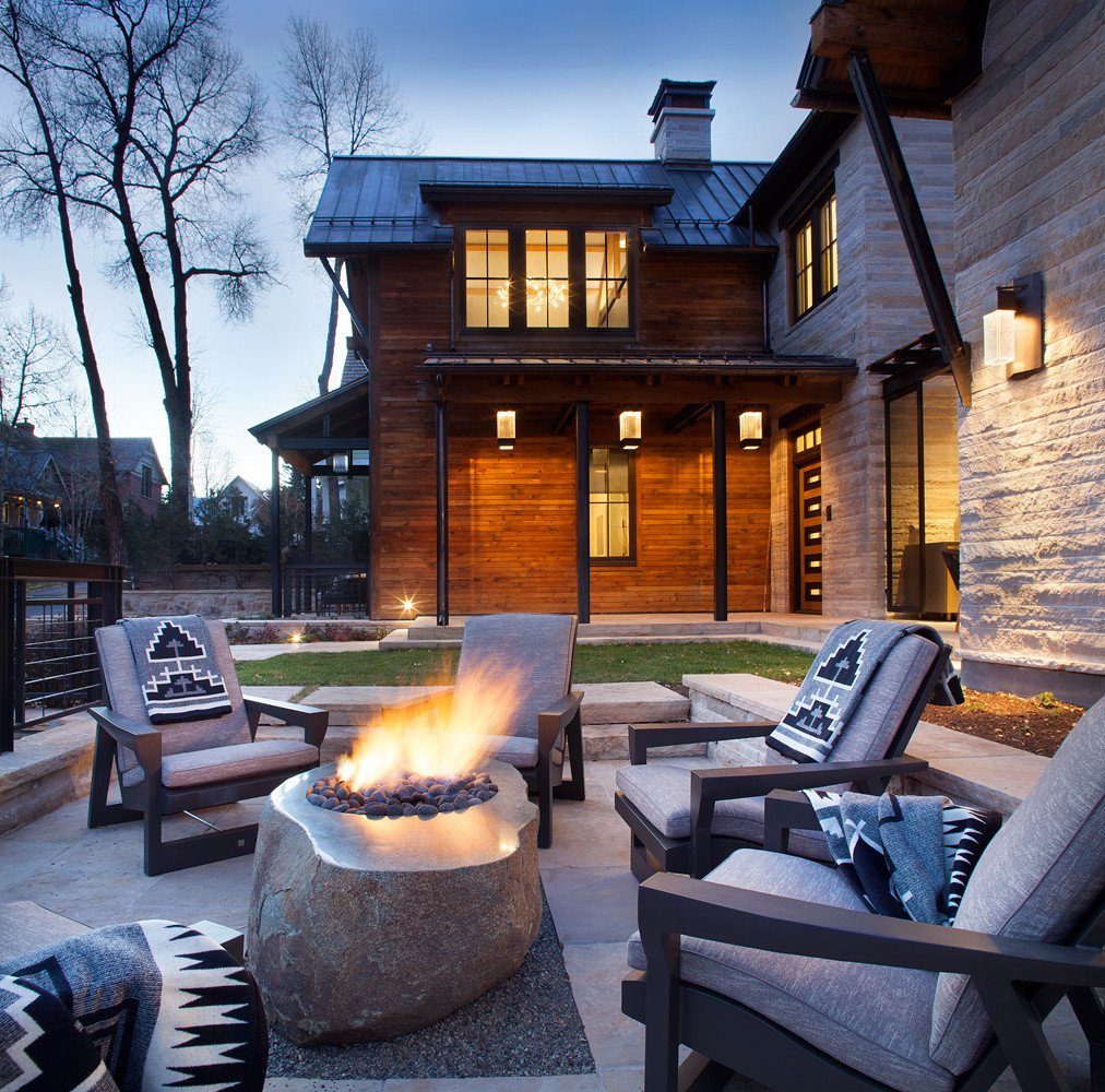 Mountain style exterior home, by Jensen Design in Telluride, CO
