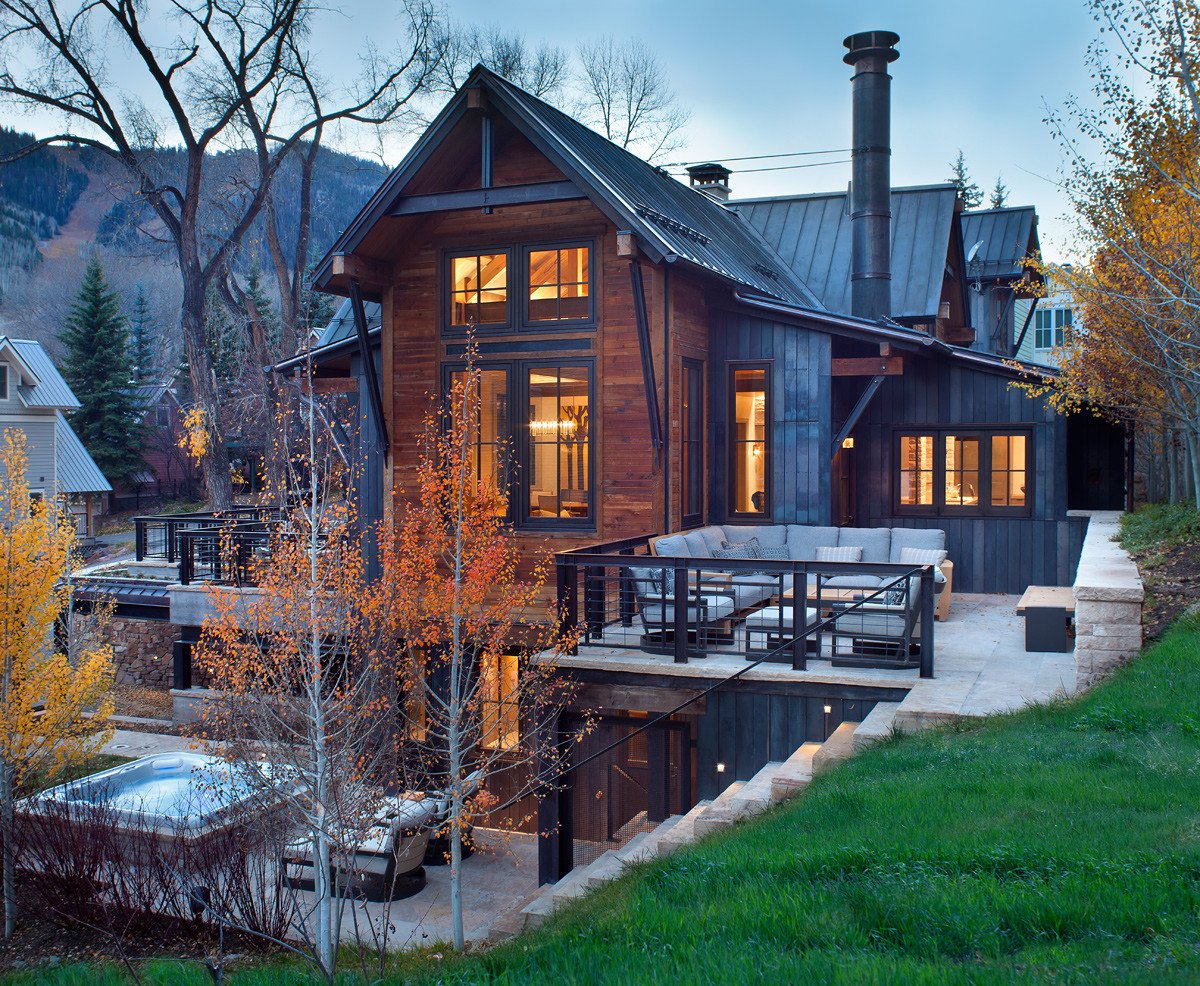 Rustic exterior home, by Jensen Design in Telluride, CO