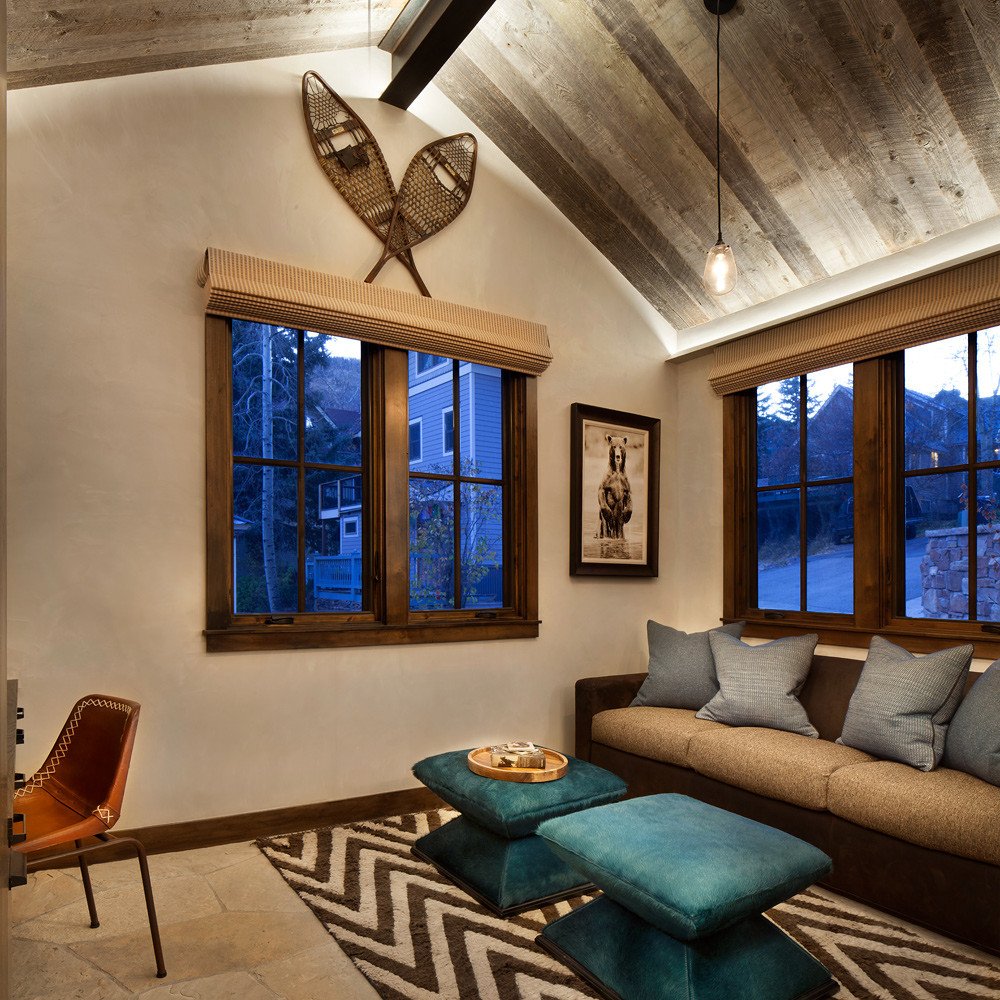 Rustic living room, by Jensen Design in Telluride, CO