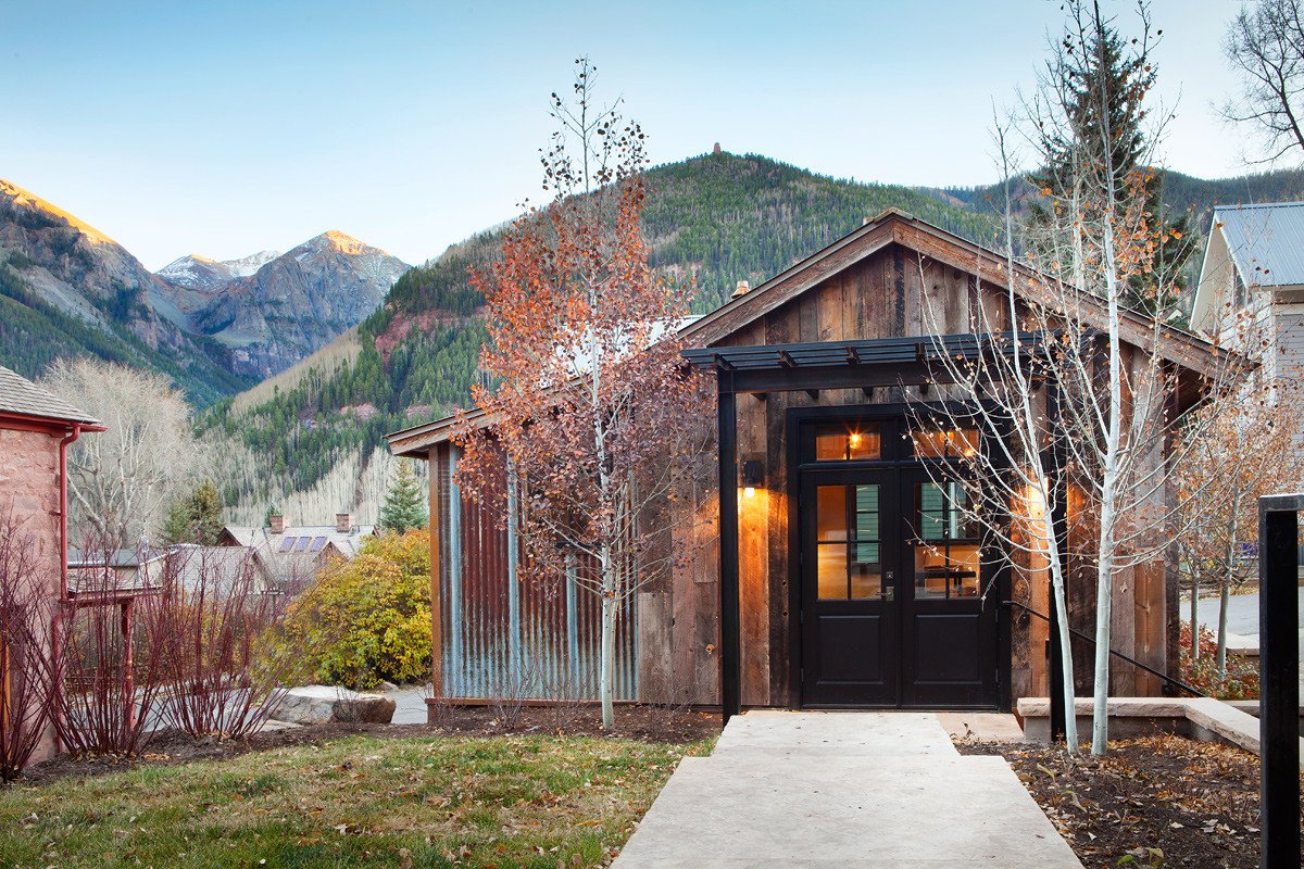 Rustic exterior home, by Jensen Design in Telluride, CO