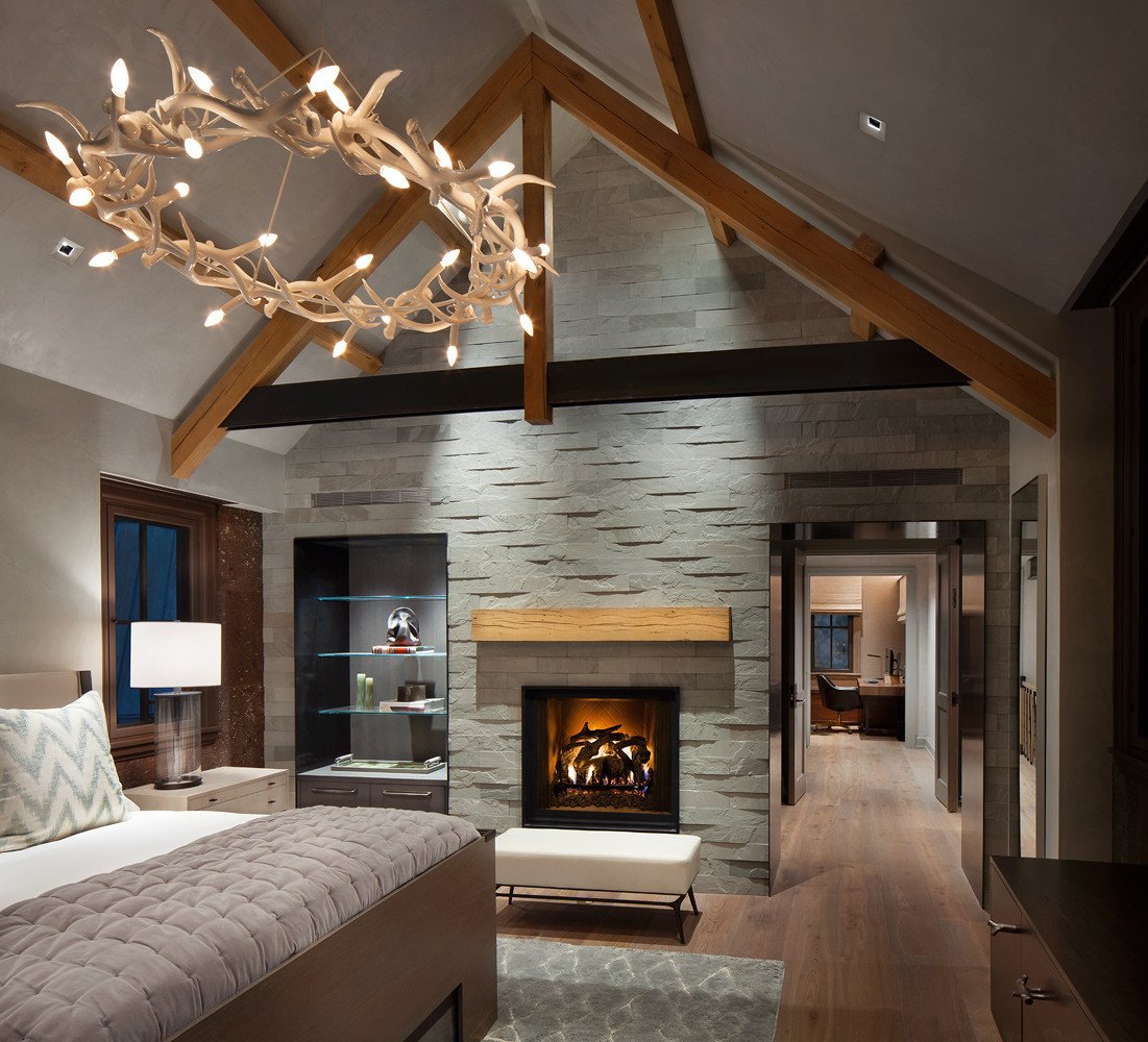 Rustic bedroom, by Jensen Design in Telluride, CO