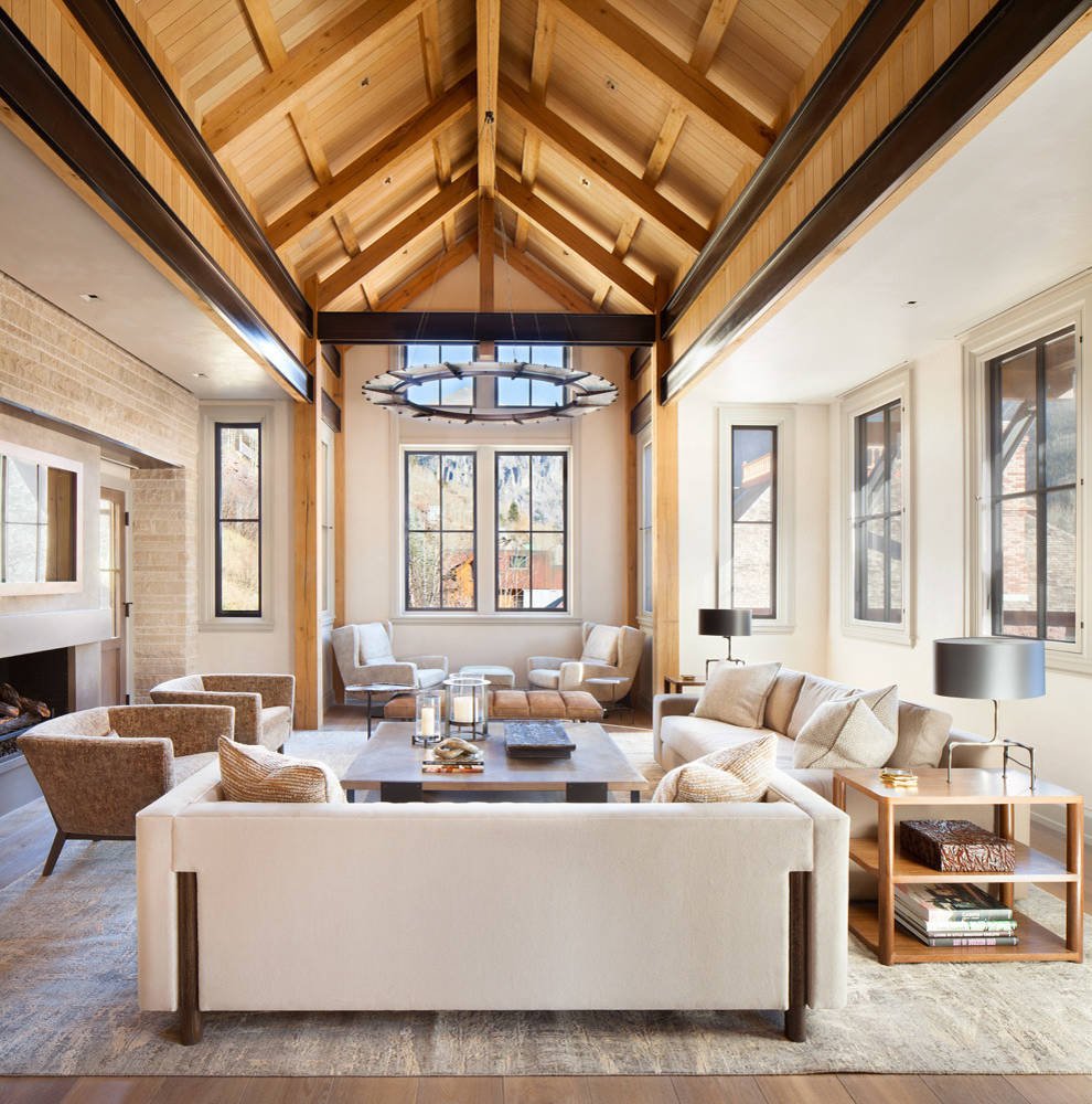 Rustic living room, by Jensen Design in Telluride, CO