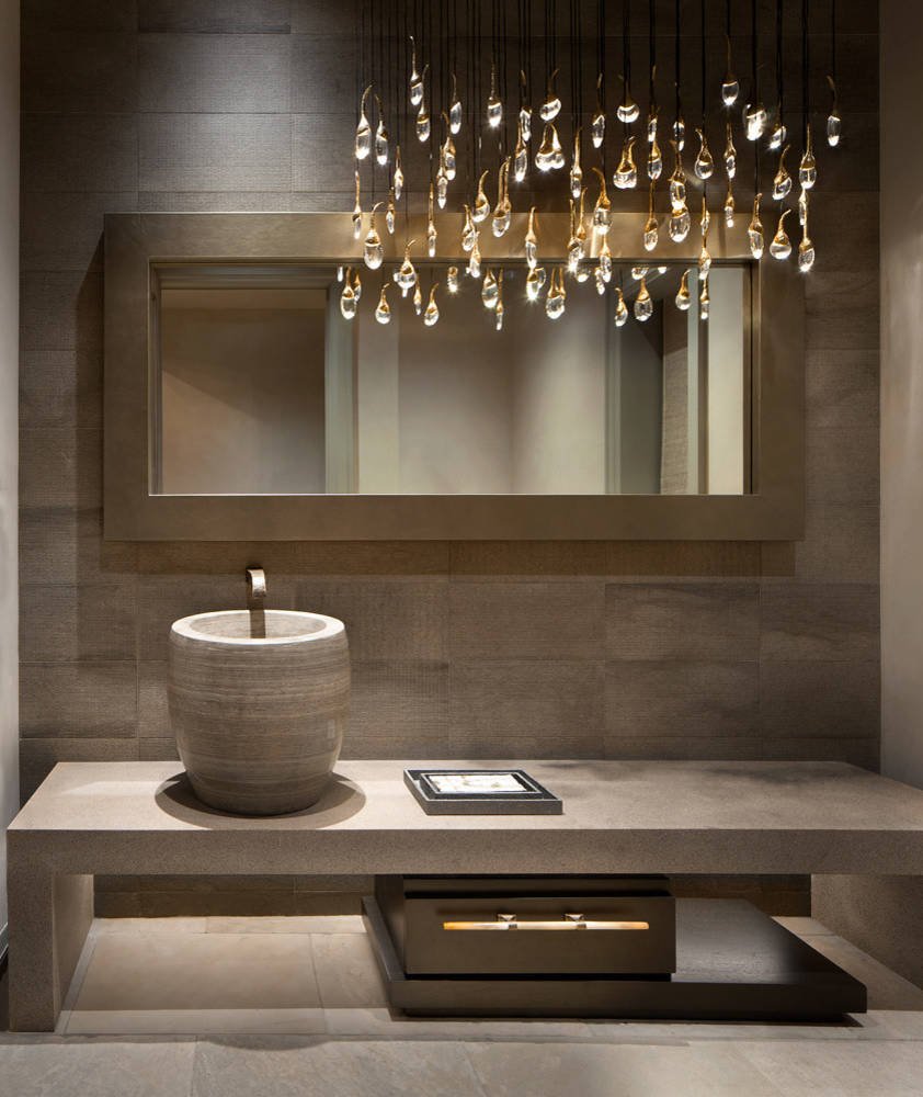 Rustic powder room, by Jensen Design in Telluride, CO