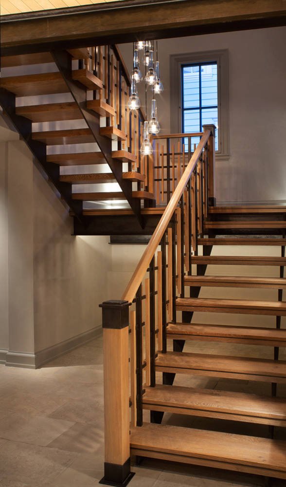 Rustic staircase, by Jensen Design in Telluride, CO