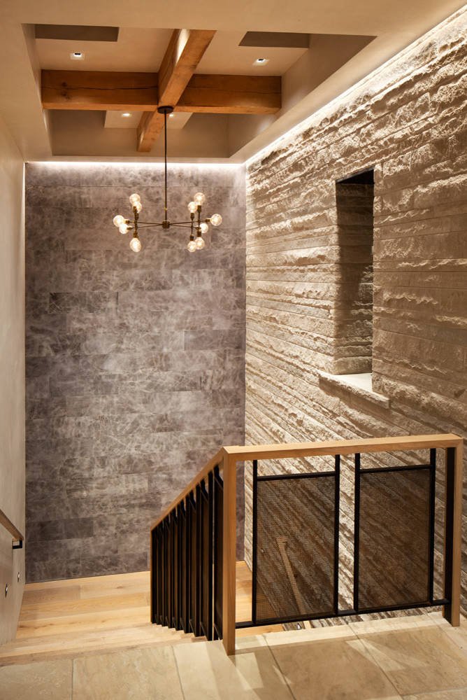 Rustic staircase, by Jensen Design in Telluride, CO