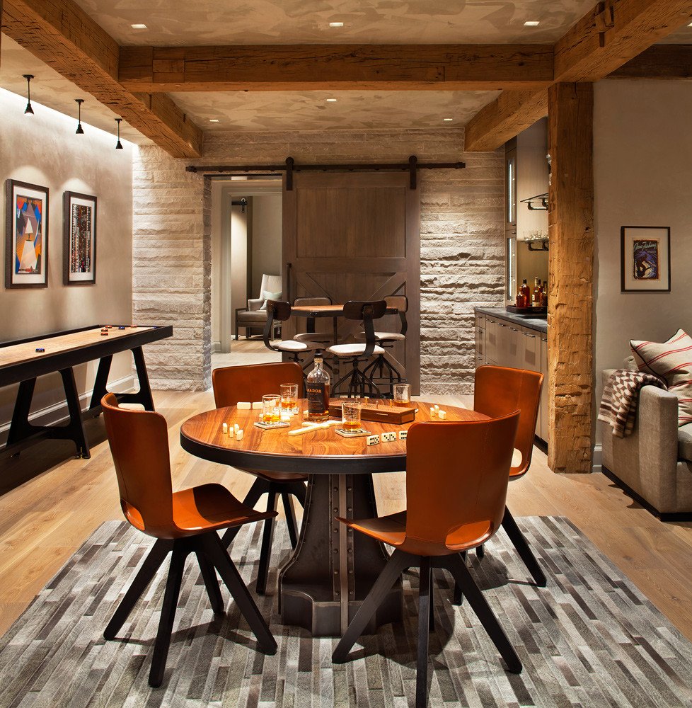 Mountain style family room, by Jensen Design in Telluride, CO