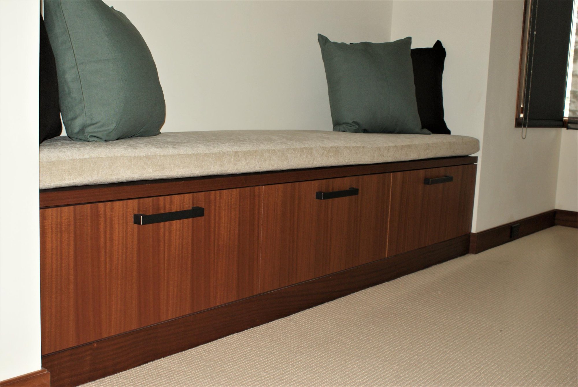 Mid-sized contemporary guest carpeted bedroom with white walls and no fireplace, by Jensen Design in Telluride, CO
