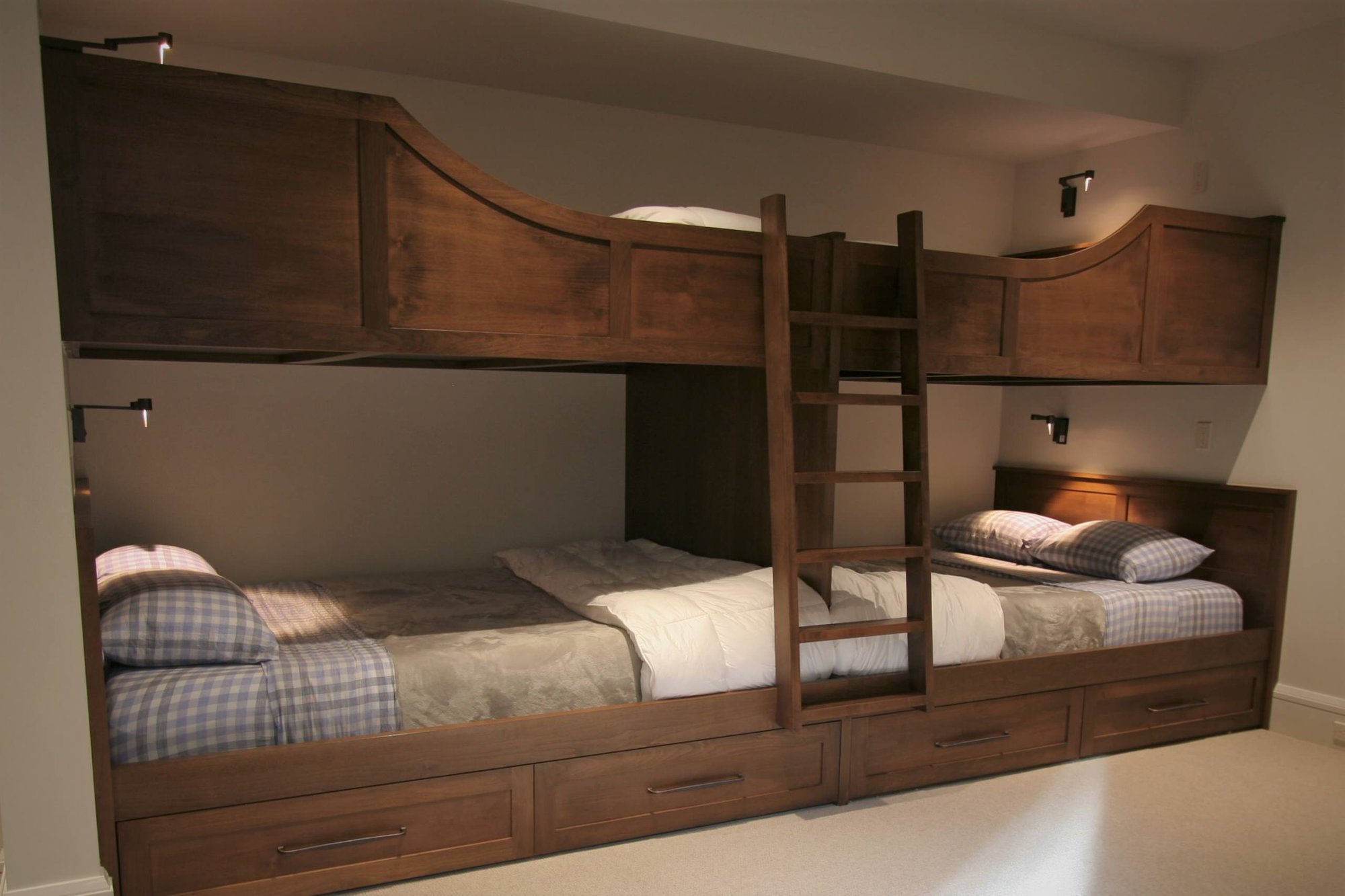 Mid-sized mountain style guest carpeted and beige floor bedroom with beige walls and no fireplace, by Jensen Design in Mountain Village, CO