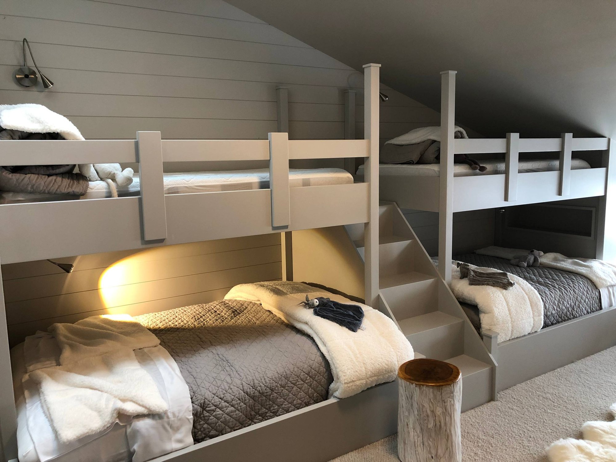 Mid-sized trendy guest carpeted and gray floor bedroom with gray walls and no fireplace, by Jensen Design in Mountain Village, CO